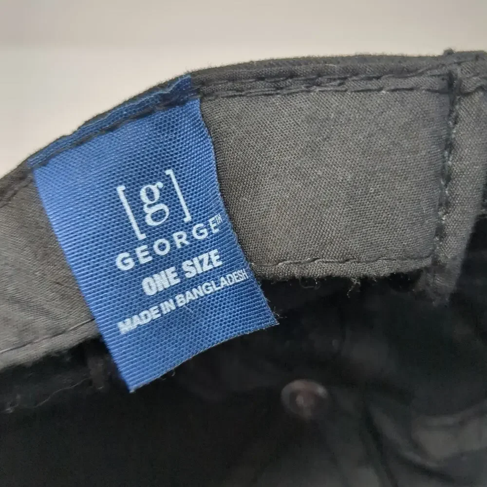 George Baseball Cap Black One Size Adjustable Strapback Plain Solid Blank Hat